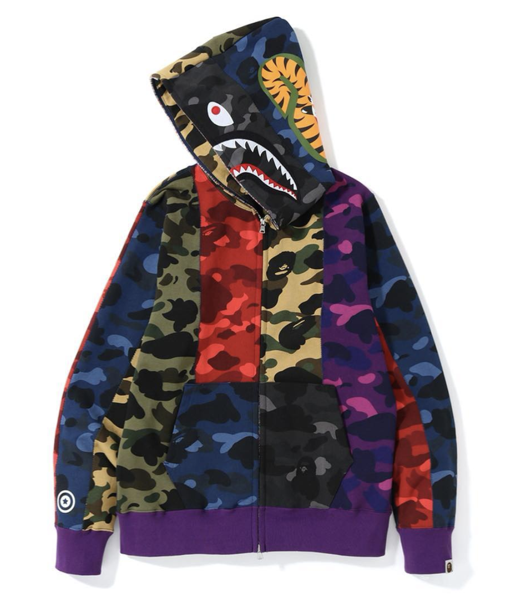 トップス APE ABC CAMO CRAZY SHARK FULL ZIP HOODIE BAPE ABC Camo Crazy Shark Full Zip Hoodie Pink/Green Men's - SS24 - US